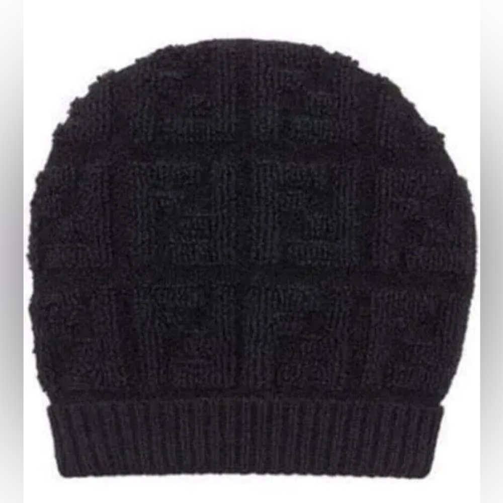 Fendi FF Logo Knit Black Hat Beanie